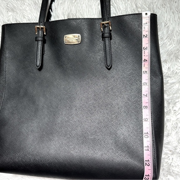 Michael Kors Black Saffiano Leather Shoulder Tote | Gold Hardware - Picture 15 of 16